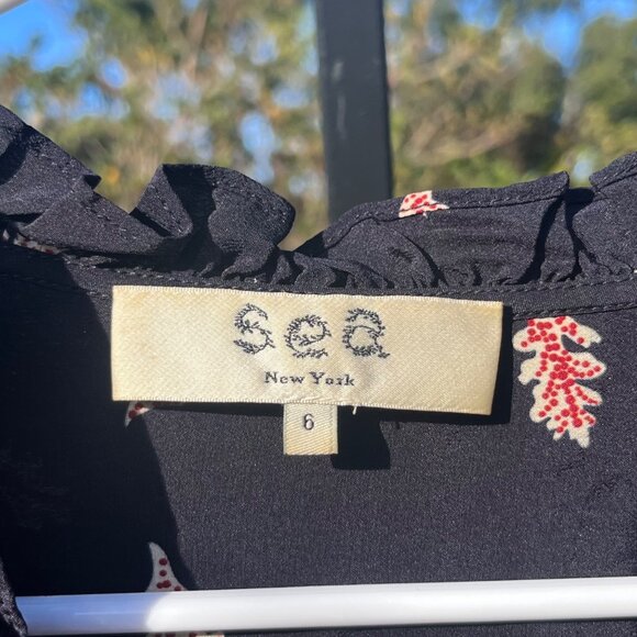 Sea New York Eloise Ruffled Printed Silk Crepe de Chine Blouse Size 6 - Picture 4 of 7